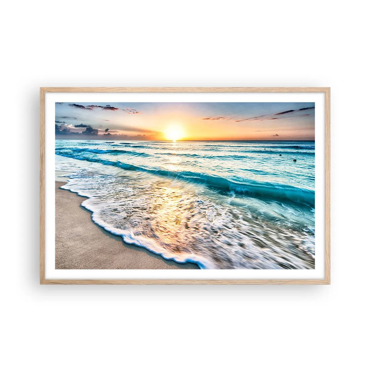 Plakát v rámu světlý dub - Výhled, který stojí za to - 91x61 cm
