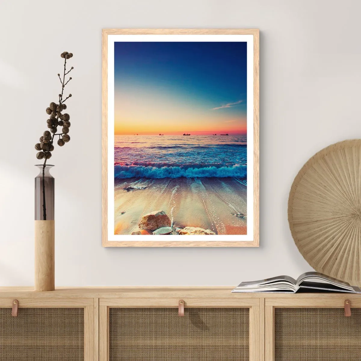 Plakát v rámu světlý dub - Co je za obzorem? - 40x50 cm