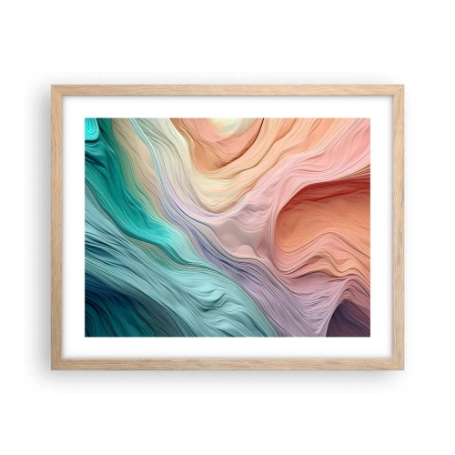 Plakát v rámu světlý dub - Duhová vlna - 50x40 cm