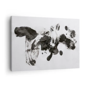 Obraz na plátně - Abstraktní kompozice černých skvrn na bílém pozadí - 70x50cm - Metoda v šílenství? - Moderní nástěnná dekorace do obývacího pokoje a ložnice ARTTOR