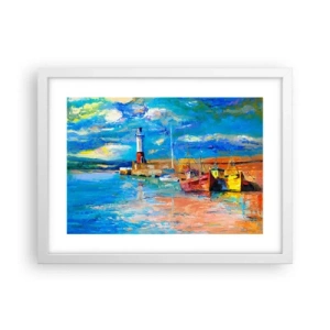 Plakát v bílém rámu - Odpoledne v duhové zátoce - 40x30 cm