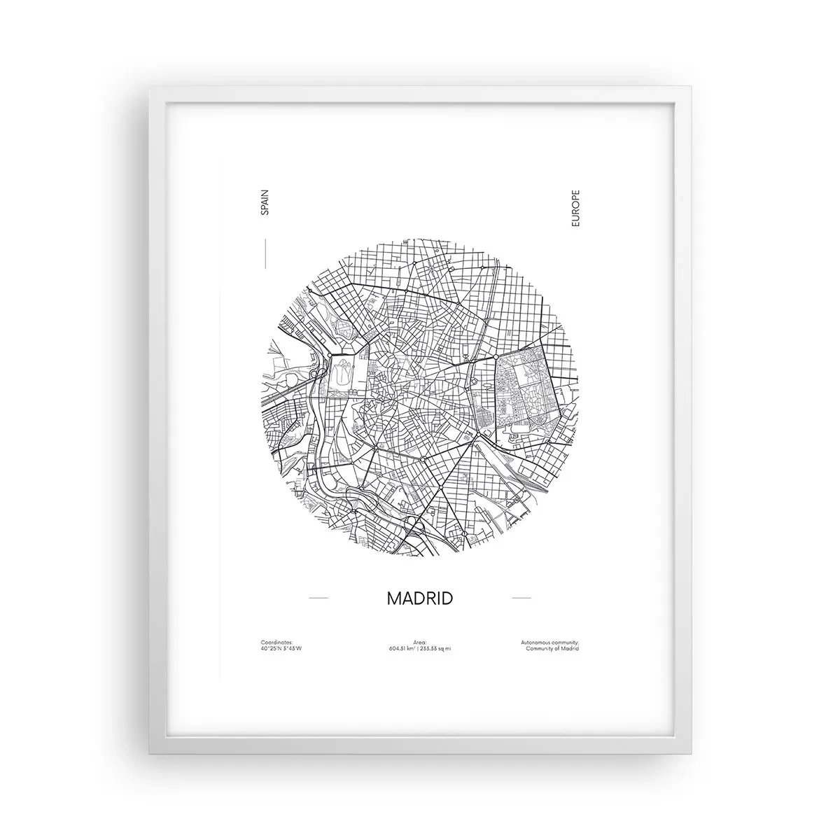 Plakát v bílém rámu - Anatomie Madridu - 40x50 cm