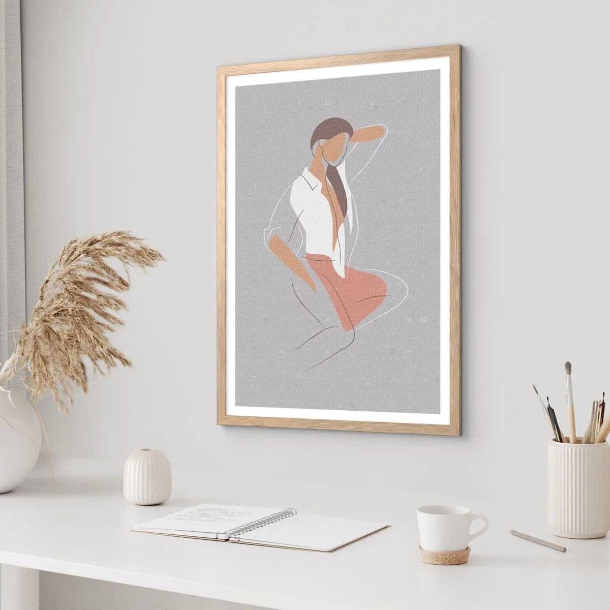 Plakát v rámu světlý dub - Obrys půvabu - 70x100 cm
