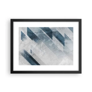 Plakát v černém rámu - Prostorová kompozice – pohyb šedé - 40x30 cm