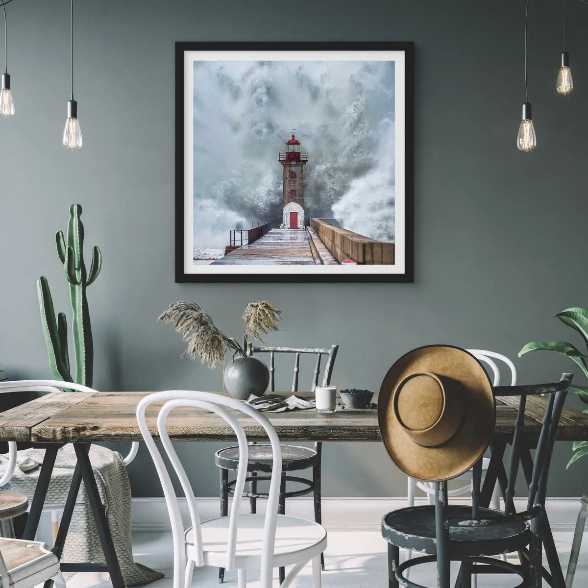 Plakát v černém rámu - Hukot vody, šum větru - 30x30 cm