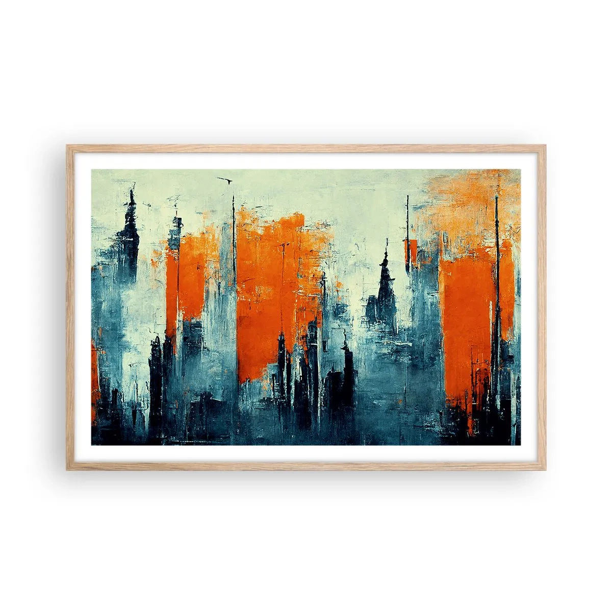 Plakát v rámu světlý dub - Moderní krajina - 91x61 cm