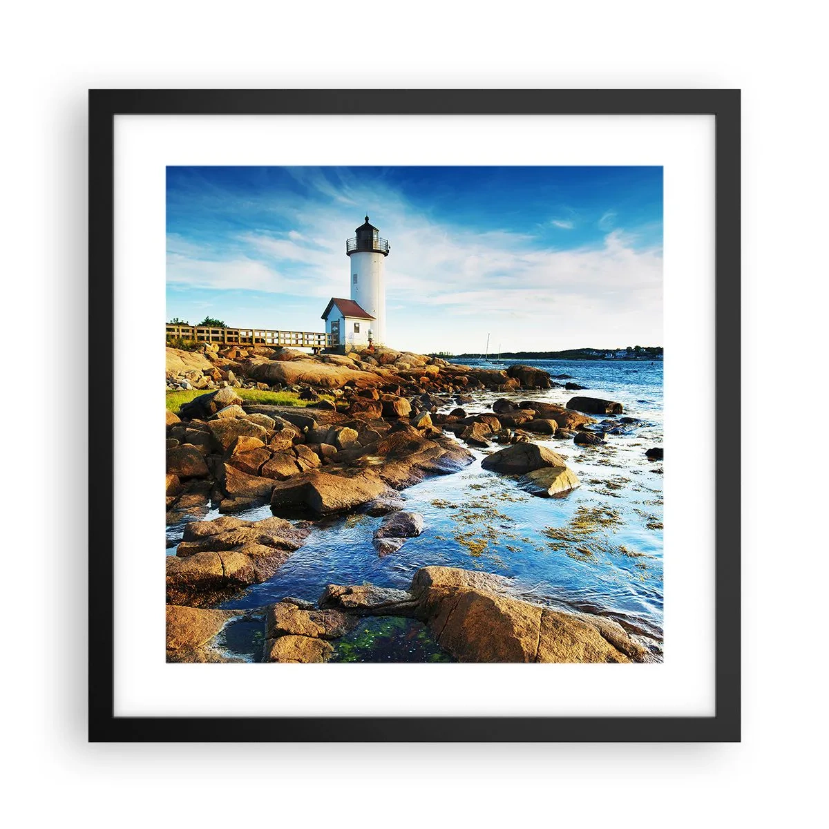 Plakát v černém rámu - Vraťte se šťastně, čekám - 40x40 cm