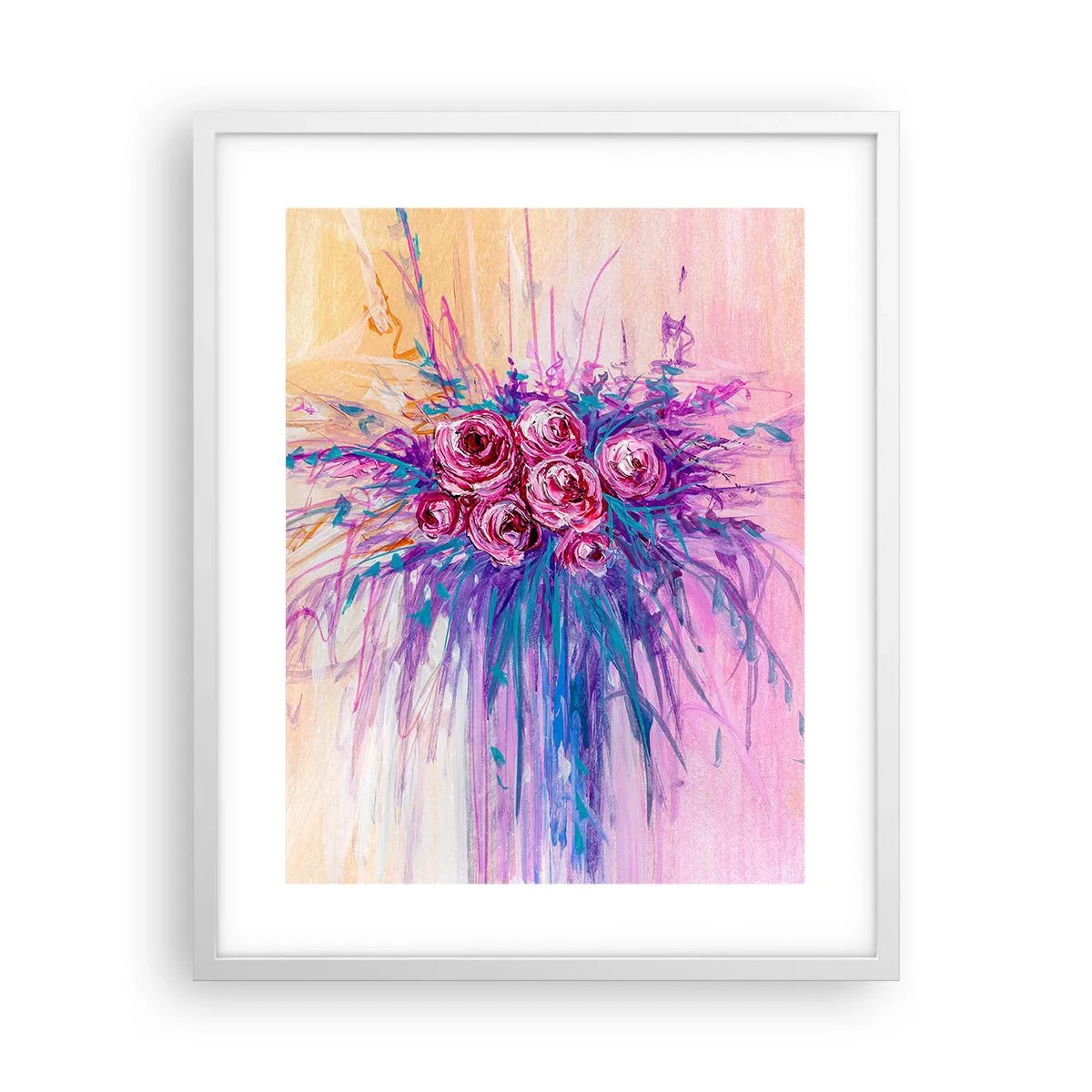 Plakát v bílém rámu - Růžová fontána - 40x50 cm