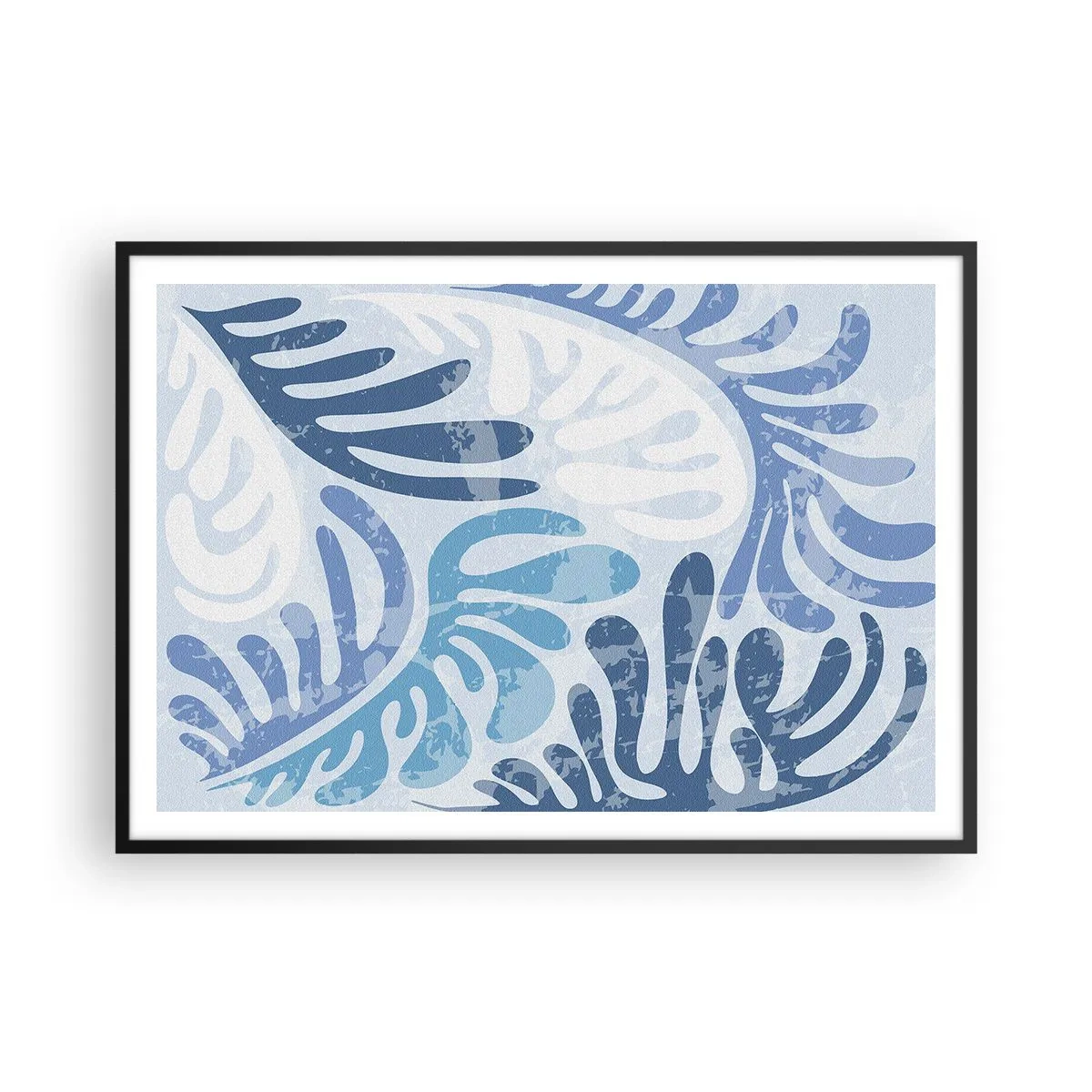 Plakát v černém rámu - Modré kapradí - 100x70 cm