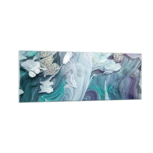 Obraz na skle - Proudy modré - 140x50 cm
