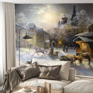 Fototapeta Premium Sand - Kouzlo ruské zimy - Krajina, Vesnice, Zima na venkově - 150x105 cm