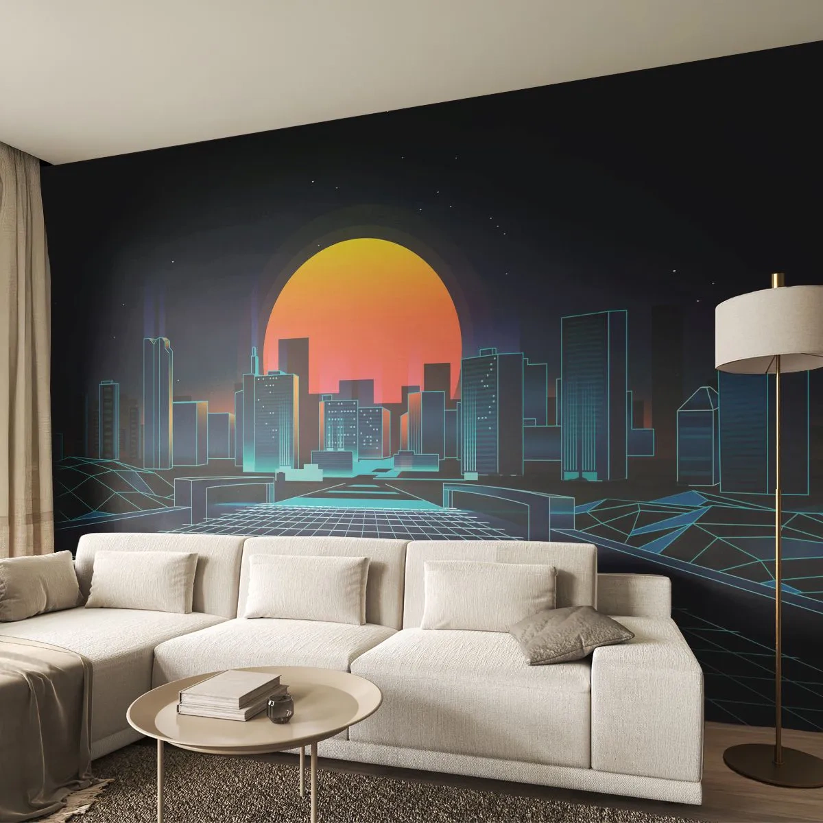 Fototapeta Samolepicí Deluxe Sticker - Pořád chcete do reálu? - Abstrakce, Město, slunce - 250x175 cm