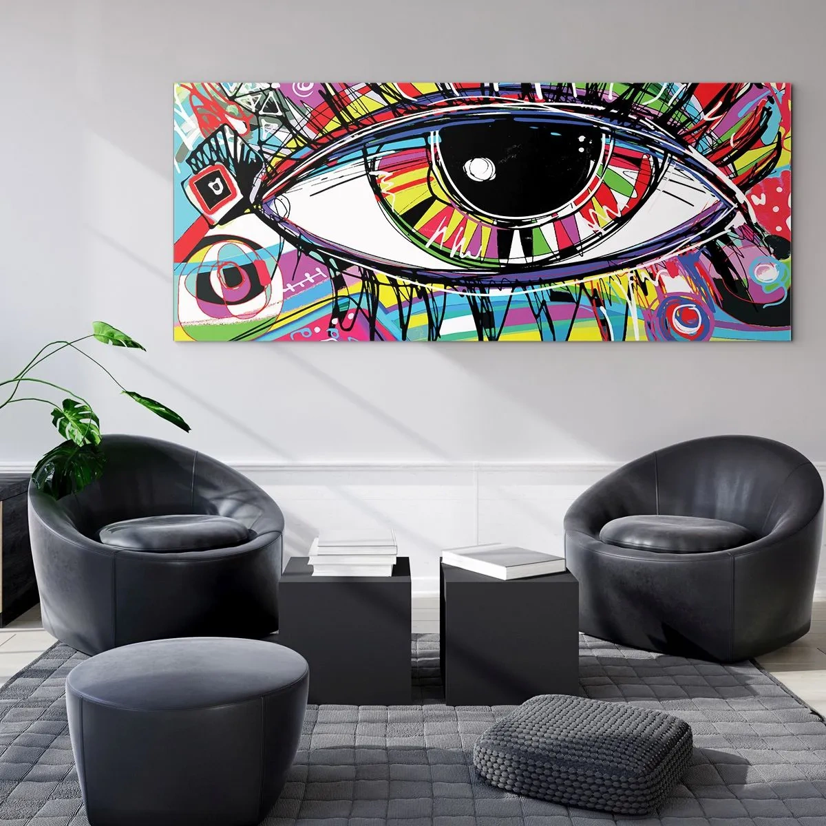 Obraz na skle - Barevné oko - barevná duše - 160x50 cm