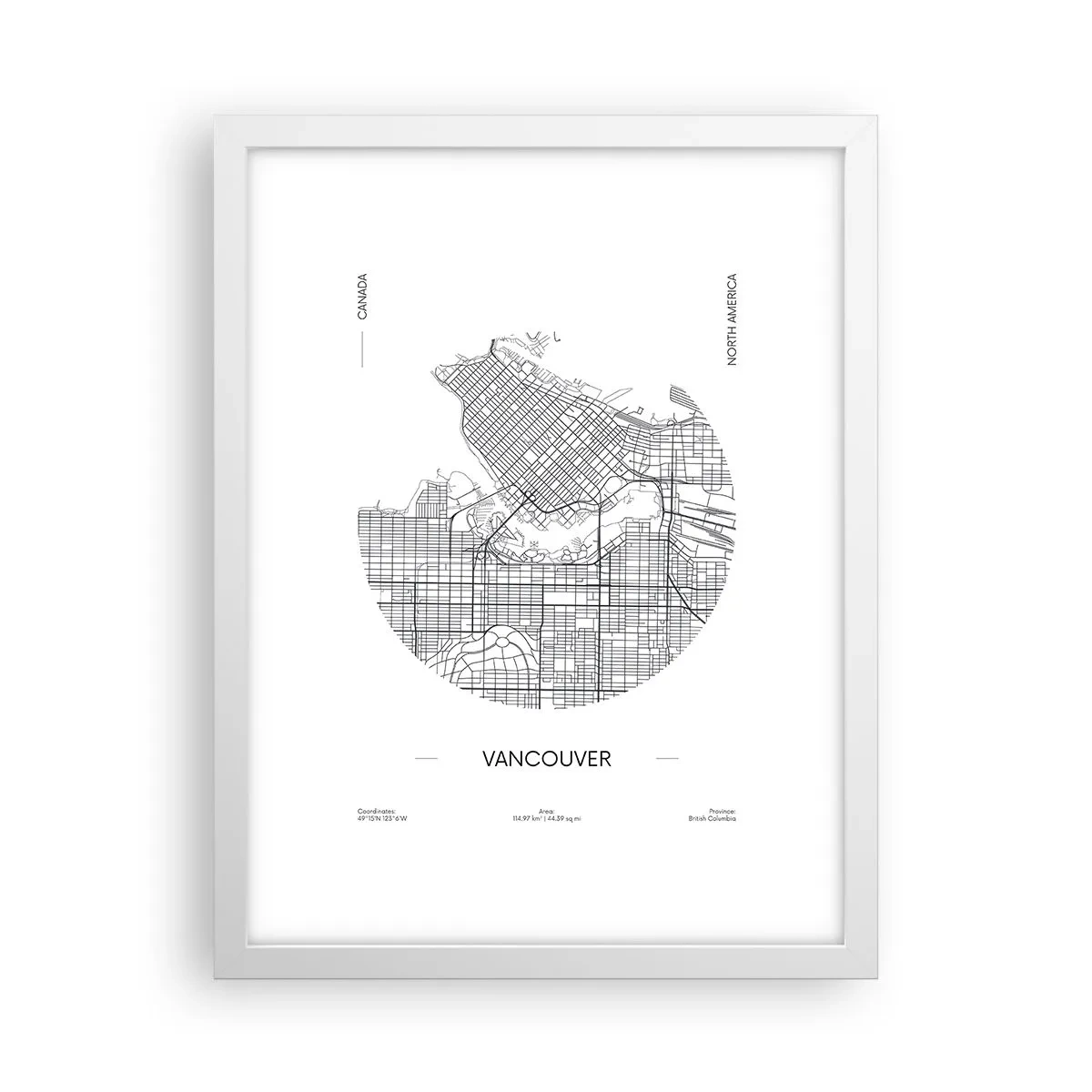 Plakát v bílém rámu - Anatomie Vancouveru - 30x40 cm