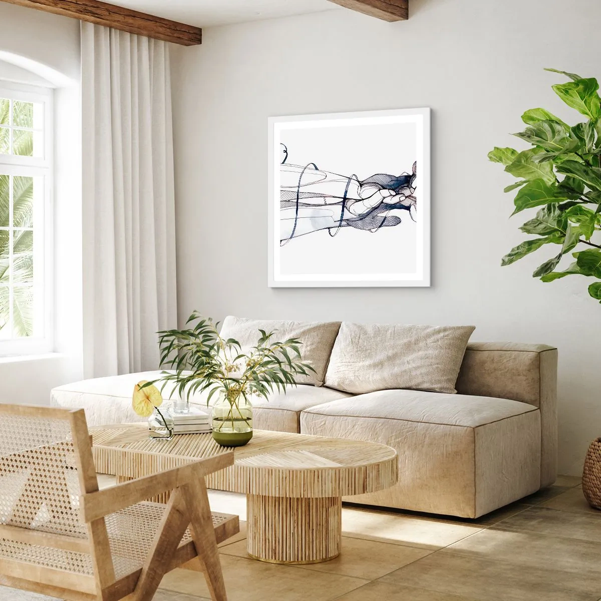 Plakát v bílém rámu - Studie o dotyku - 50x50 cm