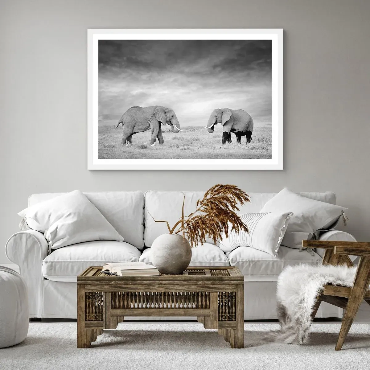 Plakát v bílém rámu - Šedá je krásná - 100x70 cm