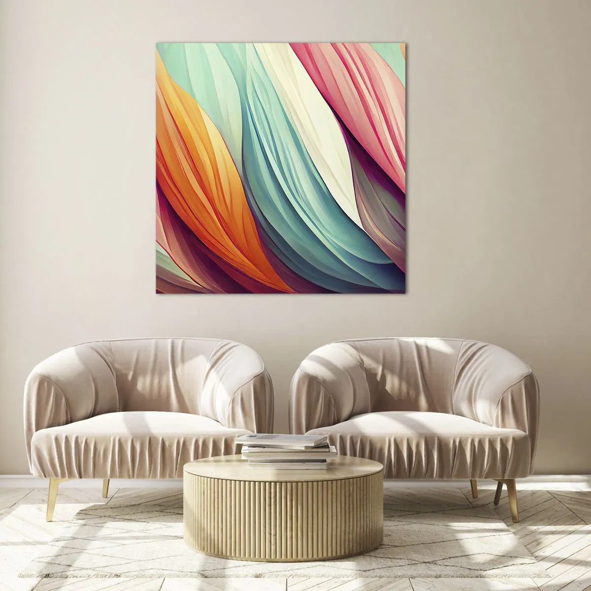 Obraz na skle - Duhový uzel - 60x60 cm