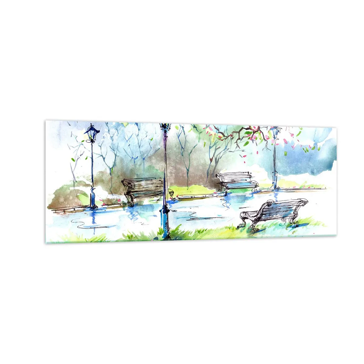 Obraz na skle - Kouzlo parkového ticha - 140x50 cm