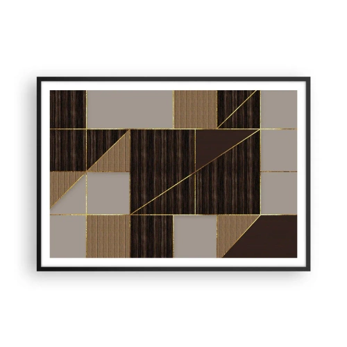 Plakát v černém rámu - Mozaika hnědé a zlaté - 100x70 cm