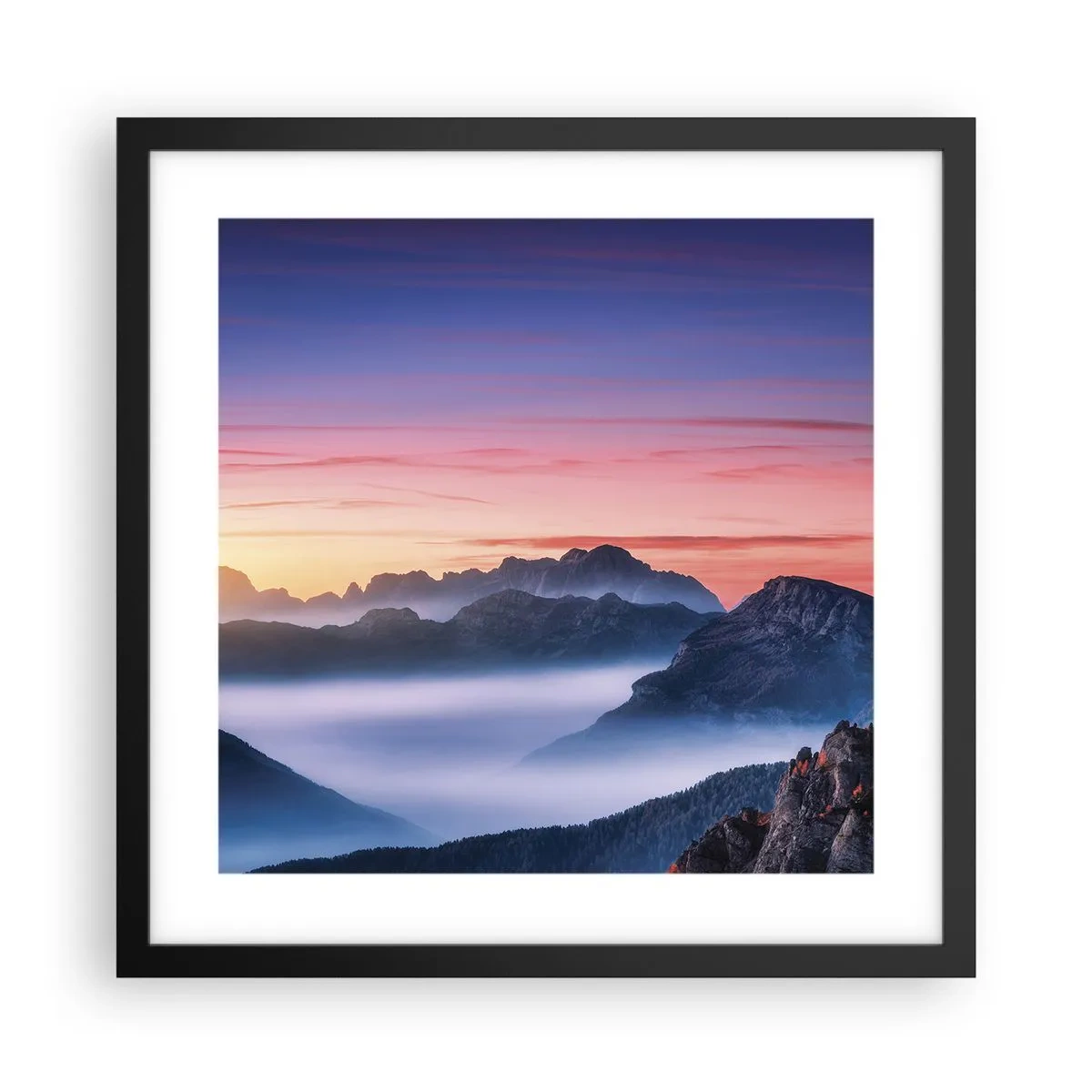 Plakát v černém rámu - Nad údolími - 40x40 cm