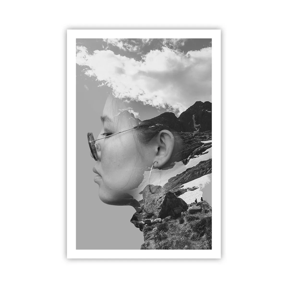 Plakát - Povznešen portrét v oblacích - 61x91 cm