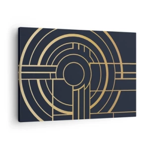 Obraz na plátně - Geometrický vzor se zlatými linkami - 70x50cm - Obraty události - Moderní nástěnná dekorace do obývacího pokoje a ložnice ARTTOR