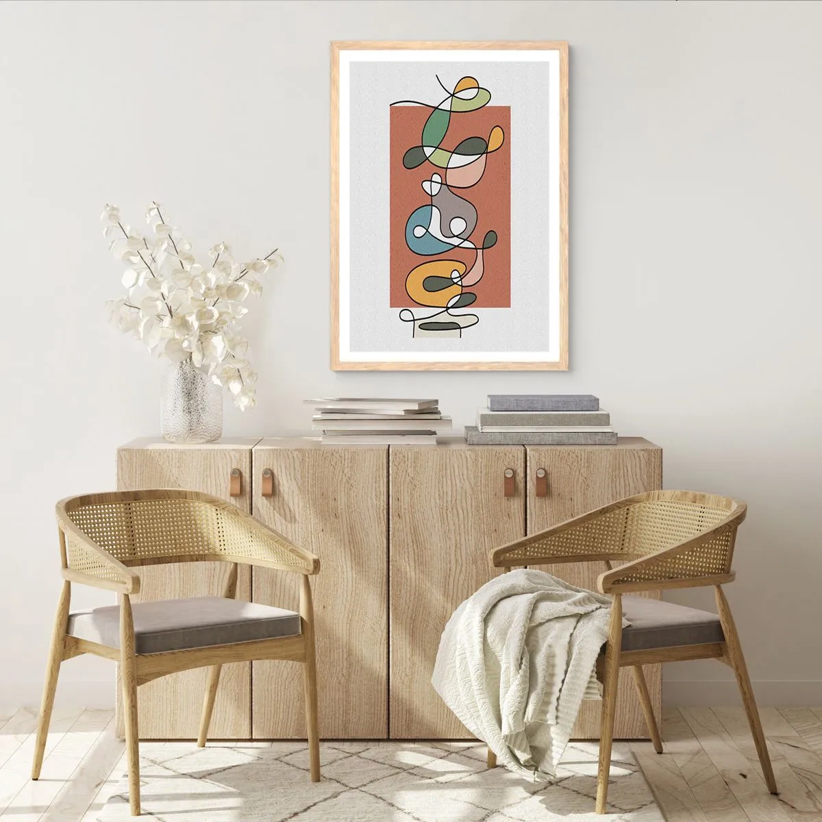 Plakát v rámu světlý dub - Abstrakce: barevné dovádění - 70x100 cm