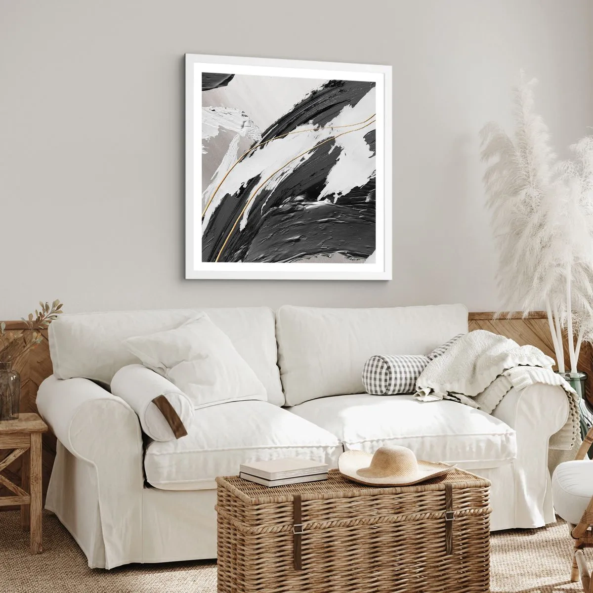 Plakát v bílém rámu - Velkorysá abstrakce - 50x50 cm