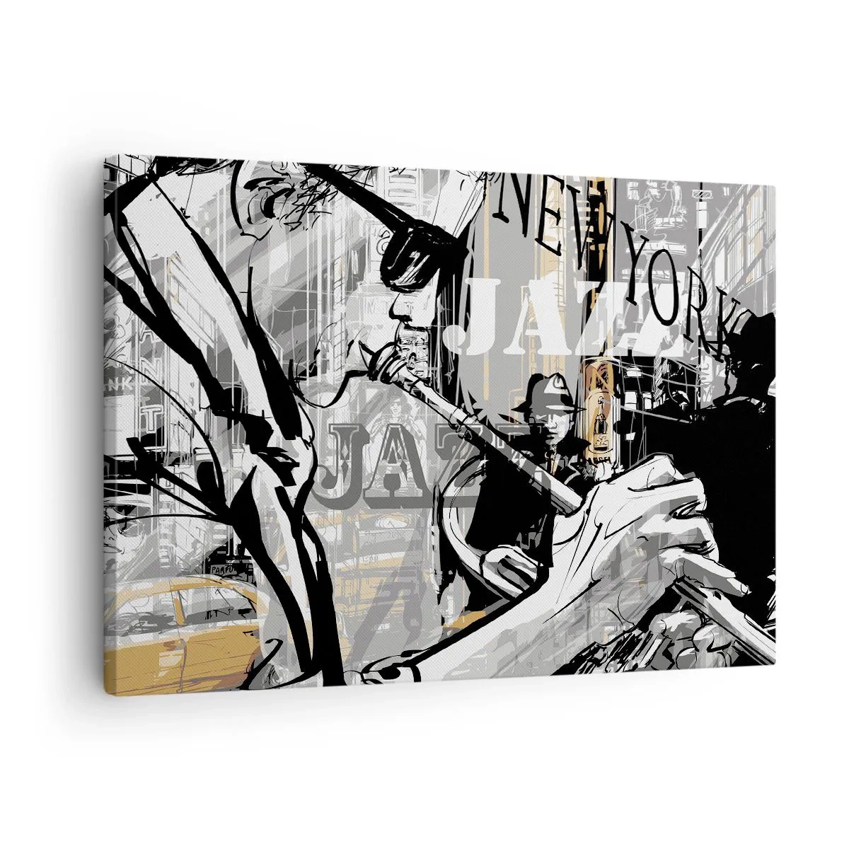 Obraz na plátně - Newyorská jazzová scéna - 70x50cm - V rytmu New Yorku - Moderní nástěnná dekorace do obývacího pokoje a ložnice ARTTOR