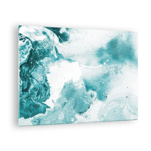 Obraz na skle - Abstraktní modré bazény na skleněném pozadí - 70x50cm - Povodí modré - Moderní nástěnná dekorace do obývacího pokoje a ložnice ARTTOR