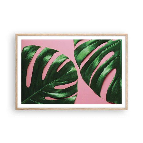 Plakát v rámu světlý dub - Zelené rendez-vous - 91x61 cm