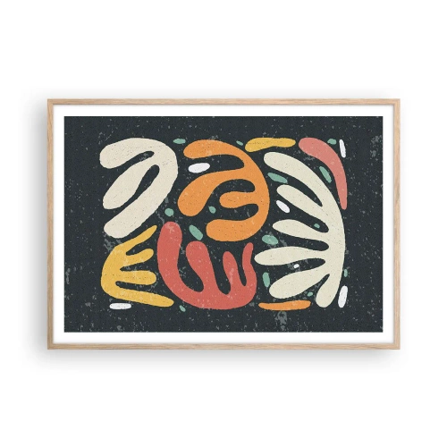 Plakát v rámu světlý dub - Kompozice – hned tě chytím - 100x70 cm