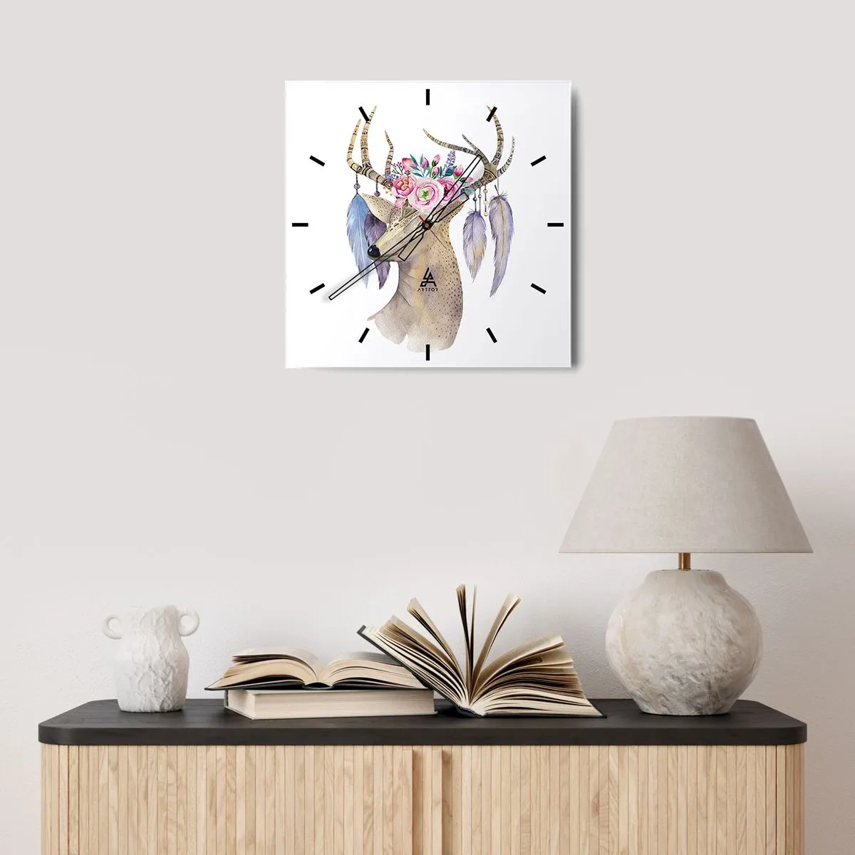 Nástěnné hodiny - Průvodce duše - jemný, nevinný - 40x40 cm