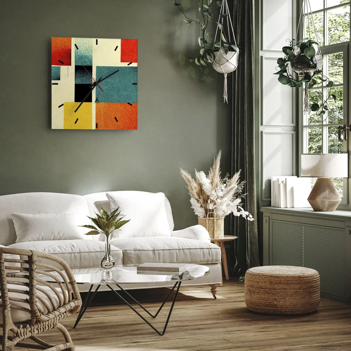 Nástěnné hodiny - Geometrická abstrakce – dobrá energie - 30x30 cm