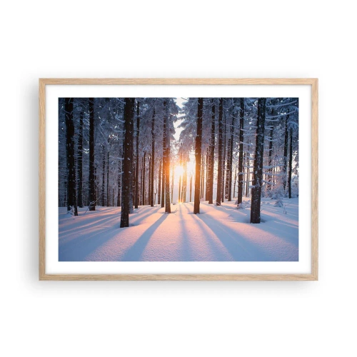 Plakát v rámu světlý dub - Jasně černé na bílém - 70x50 cm