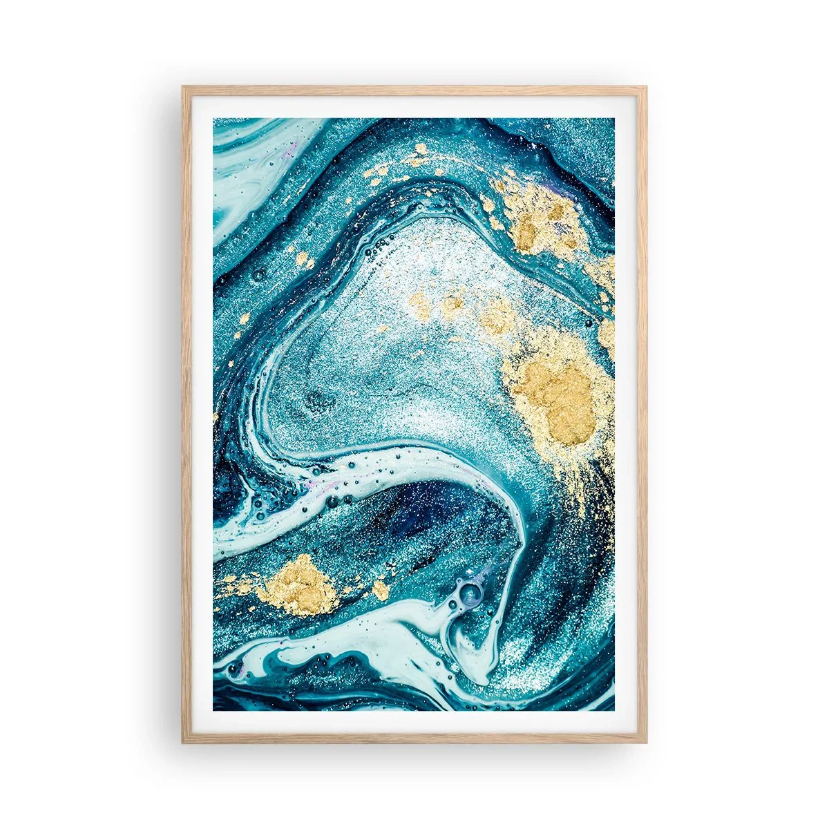 Plakát v rámu světlý dub - Modrý vír - 70x100 cm