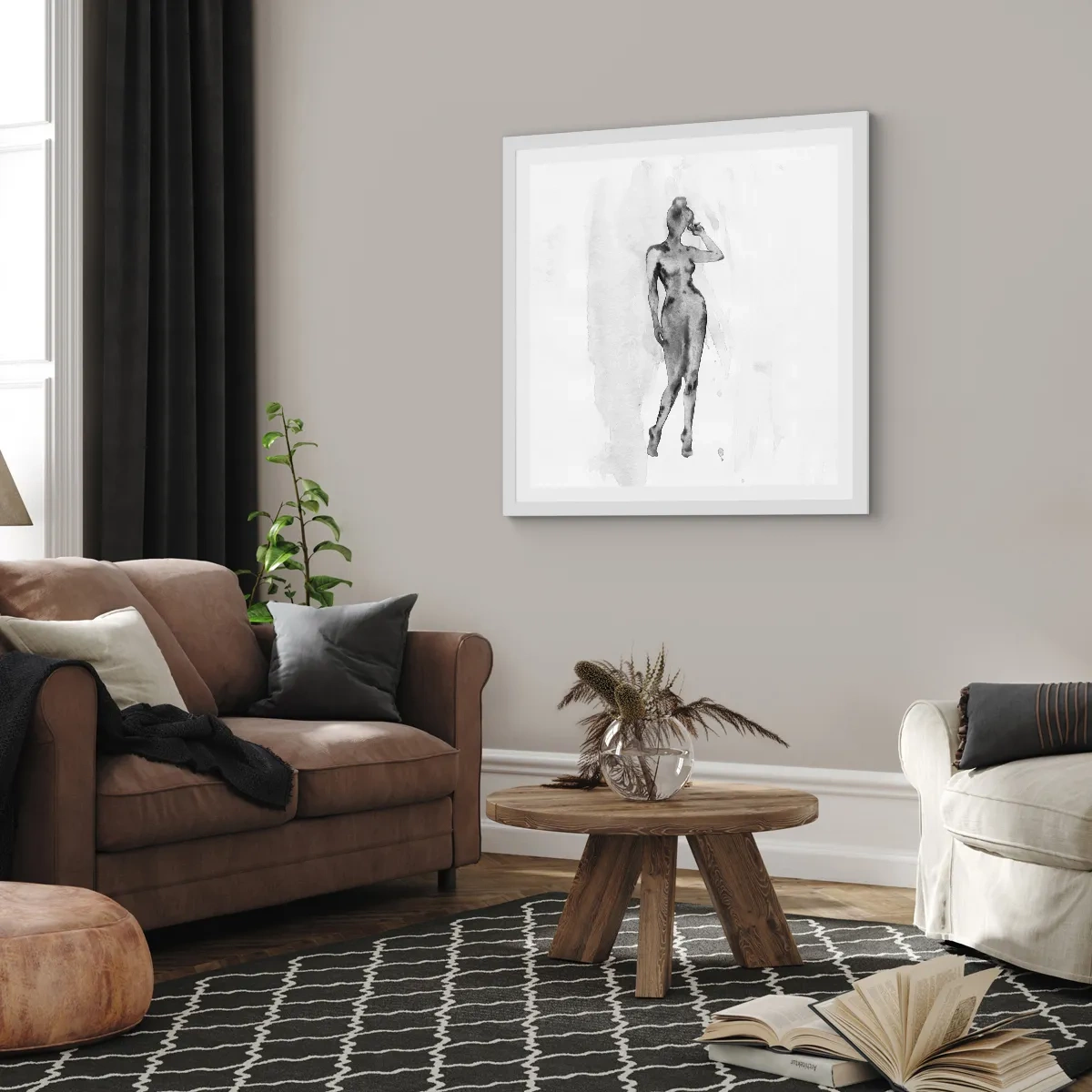 Plakát v bílém rámu - Studie o ideálu ženskosti - 60x60 cm