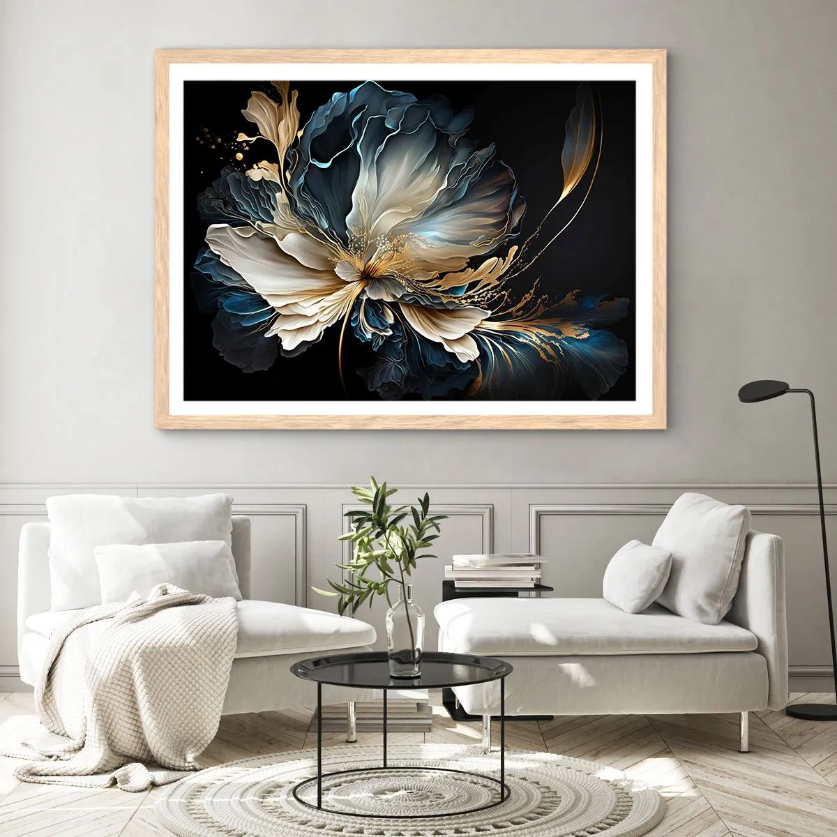 Plakát v rámu světlý dub - Pohádkový květ kapradí - 91x61 cm