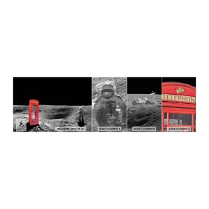 Vzor Fototapety Premium Canvas - Kosmický žert - Abstrakce, Měsíc, Astronaut - 100x30 cm