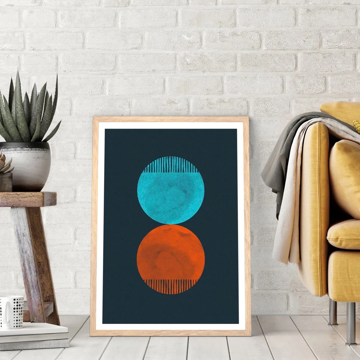 Plakát v rámu světlý dub - Pouze geometrie? - 50x70 cm