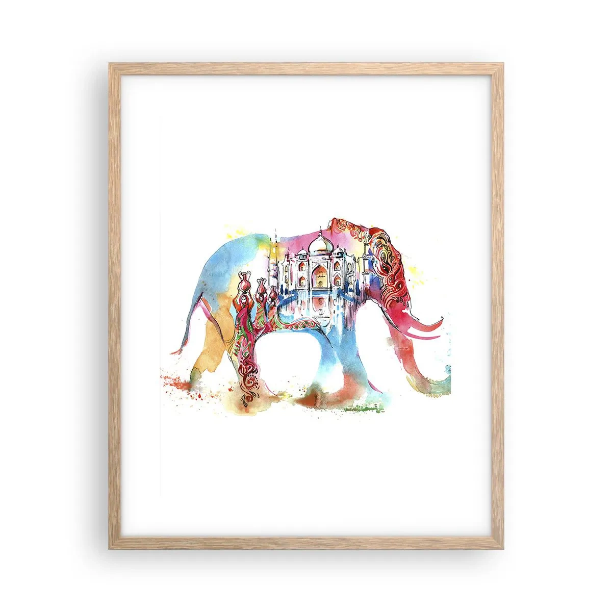 Plakát v rámu světlý dub - Indie - aura lásky - 40x50 cm