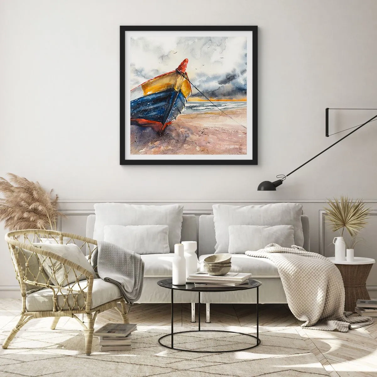 Plakát v černém rámu - Odpočinek na břehu - 30x30 cm