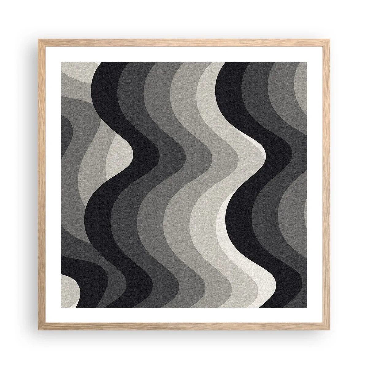 Plakát v rámu světlý dub - Vlna za vlnou - 60x60 cm