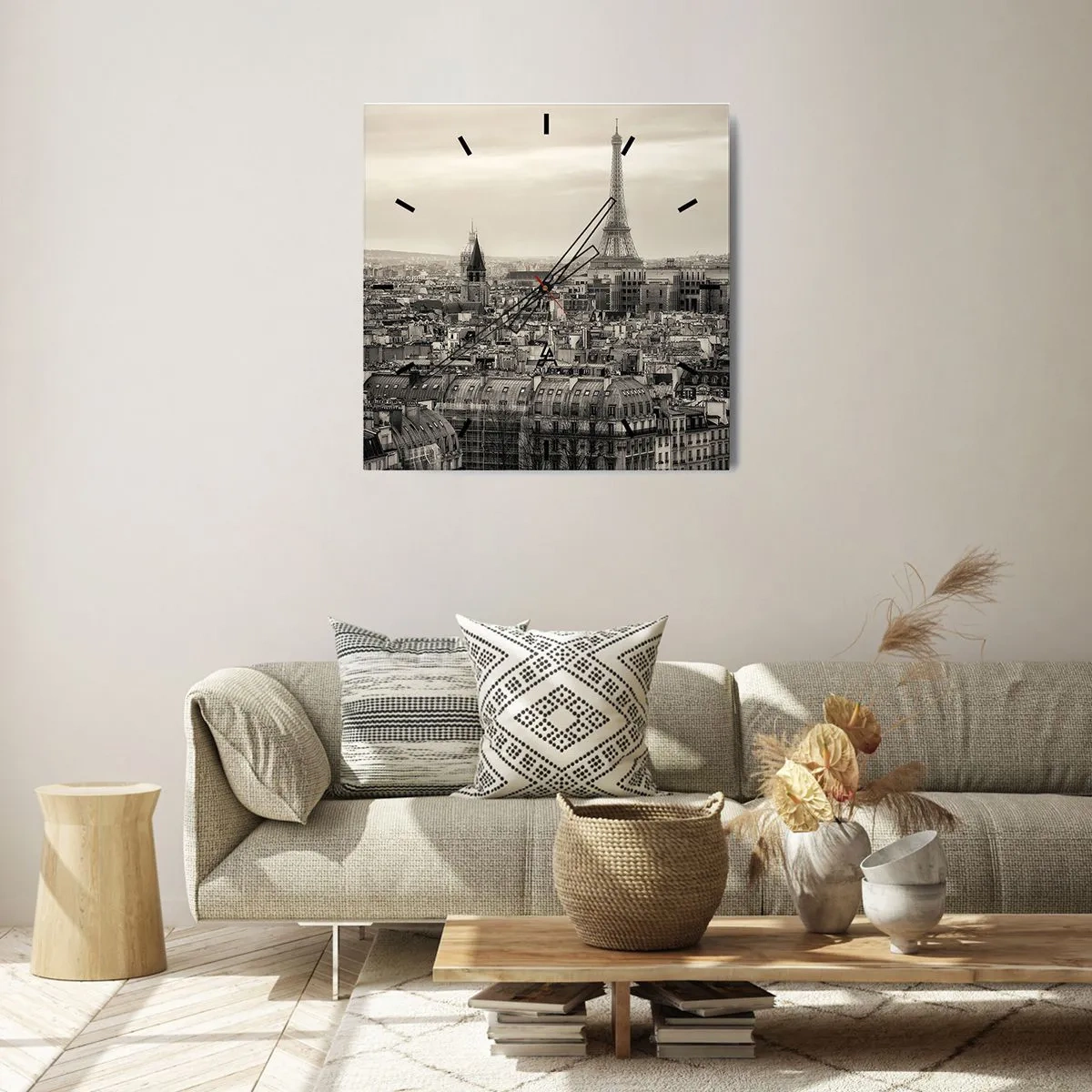 Nástěnné hodiny - Nad střechami Paříže - 30x30 cm