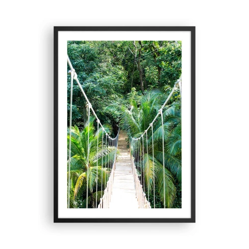Plakát v černém rámu - Visutý most v tropickém deštném pralese - 50x70cm - Welcome to the jungle! - Moderní nástěnná dekorace do obývacího pokoje a ložnice ARTTOR