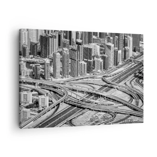 Obraz na plátně - Pohled na Dubaj z ptačí perspektivy - 70x50cm - Dubaj – nemožné město - Moderní nástěnná dekorace do obývacího pokoje a ložnice ARTTOR