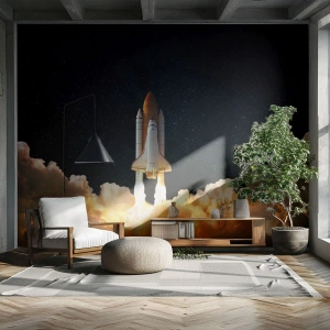 Fototapeta Standard Eco - Start raketoplánu na hvězdném pozadí - 100x70cm - Ad astra! - Moderní nástěnná dekorace do obývacího pokoje a ložnice ARTTOR