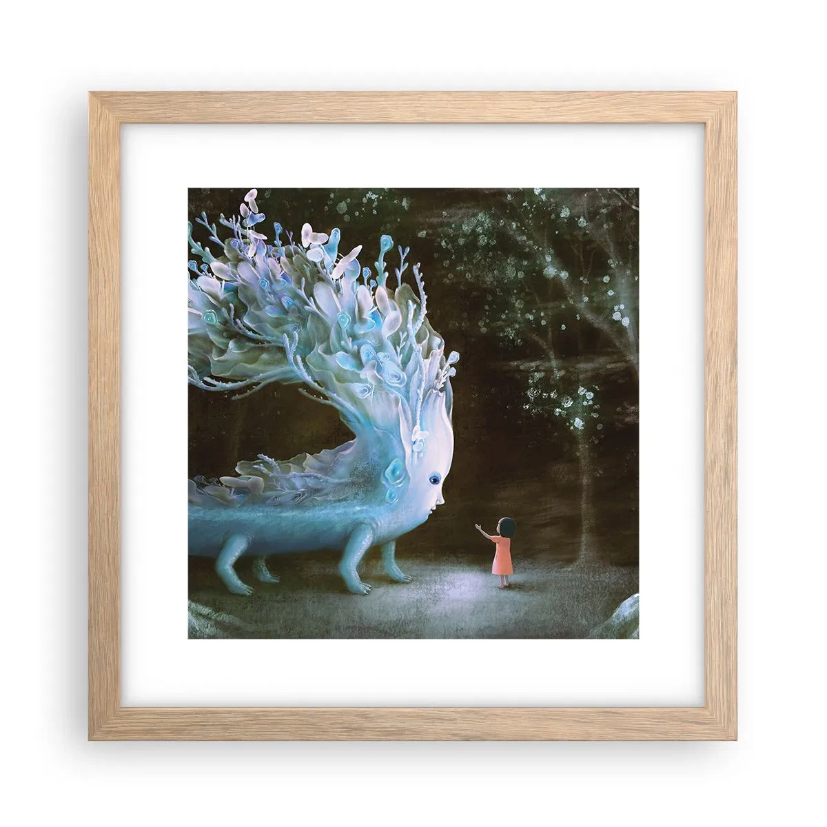 Plakát v rámu světlý dub - Fantastické setkání - 30x30 cm