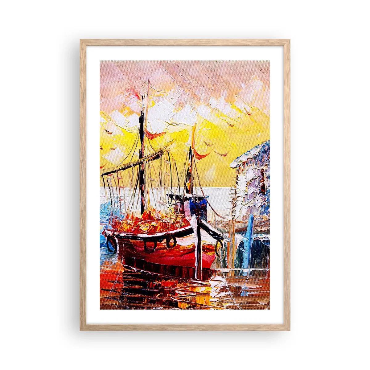 Plakát v rámu světlý dub - Šťastný návrat - 50x70 cm