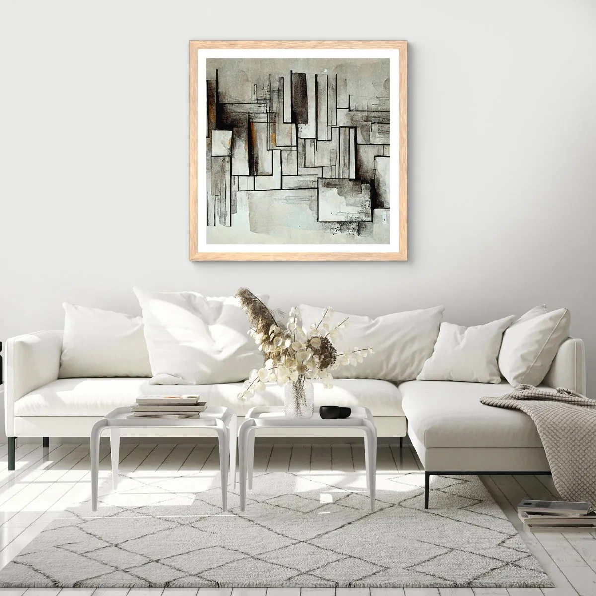 Plakát v rámu světlý dub - Síla jednoduchosti - 60x60 cm